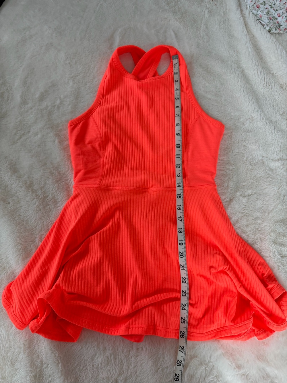 FP Movement by Free People Neon Coral Ribbed Fit-and-Flare Romper
